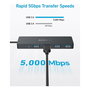Anker Ultra Slim - Hub USB-C a 4x USB-A 3.2 Gen 1 (5 Gbit/s), Negro, Plug & Play, con cable 20cm