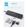 Anker Ultra Slim - Hub USB-C a 4x USB-A 3.2 Gen 1 (5 Gbit/s), Negro, Plug & Play, con cable 20cm