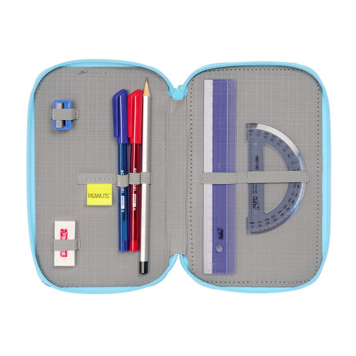 Estuche Escolar con Accesorios Snoopy Love Azul 12,5 x 19,5 x 5,5 cm 37 Piezas
