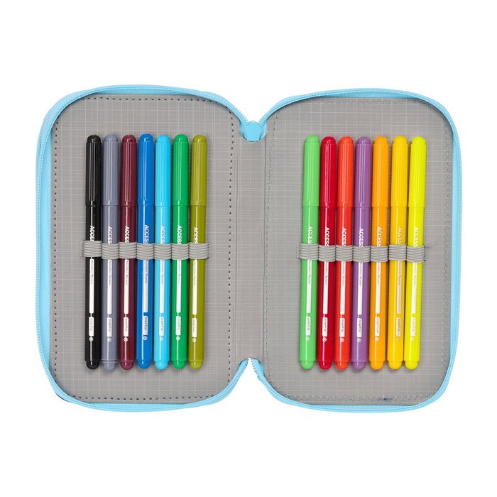 Estuche Escolar con Accesorios Snoopy Love Azul 12,5 x 19,5 x 5,5 cm 37 Piezas