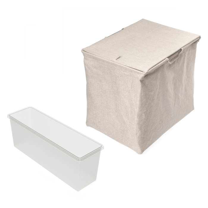 Emuca Kit de bandeja auxiliar, cesto y bastidor regulable Quartz para armarios, guías de cierre suave y extracción total, Módulo 70cm, Acabado Titanio
