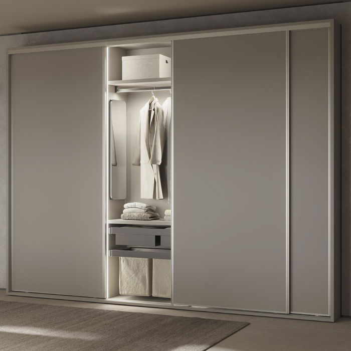 Emuca Kit de bandeja auxiliar, cesto y bastidor regulable Quartz para armarios, guías de cierre suave y extracción total, Módulo 70cm, Acabado Titanio