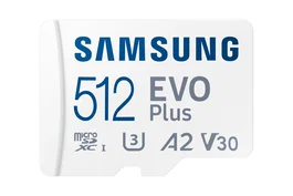 Samsung MB-MC512S 512 GB Tarjeta de memoria MicroSDXC UHS-I Evo Plus, hasta 160 MB/s, Clase A2 V30 U3, Blanco (2024)