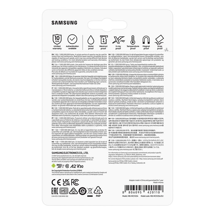 Samsung MB-MC512S 512 GB Tarjeta de memoria MicroSDXC UHS-I Evo Plus, hasta 160 MB/s, Clase A2 V30 U3, Blanco (2024) Samsung MB-MC512S 512 GB Tarjeta de memoria MicroSDXC UHS-I Evo Plus, hasta 160 MB/s, Clase A2 V30 U3, Blanco (2024)