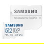 Samsung MB-MC512S 512 GB Tarjeta de memoria MicroSDXC UHS-I Evo Plus, hasta 160 MB/s, Clase A2 V30 U3, Blanco (2024)