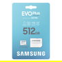 Samsung MB-MC512S 512 GB Tarjeta de memoria MicroSDXC UHS-I Evo Plus, hasta 160 MB/s, Clase A2 V30 U3, Blanco (2024)