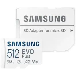 Samsung Tarjeta microSDXC EVO Plus 2023 512GB con Adaptador SD Clase 10 U3 V30 A2 Lectura 160MBs MB-MC512SA/EU