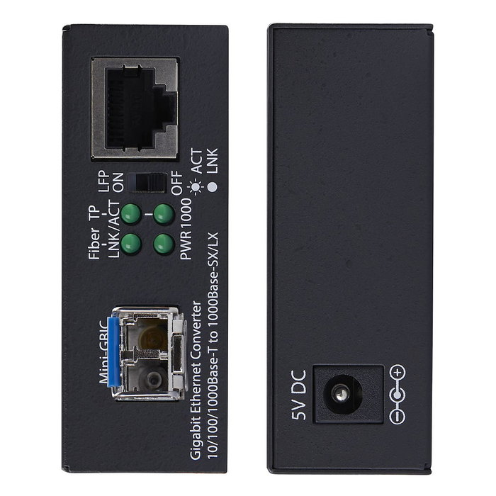 StarTech.com MCM1110SMLC20 Convertidor de Medios Fibra Óptica Monomodo, Gigabit 10/100/1000 Mbps a 1000Base-LX LC, 20 km, Carcasa de Metal, TAA, Negro