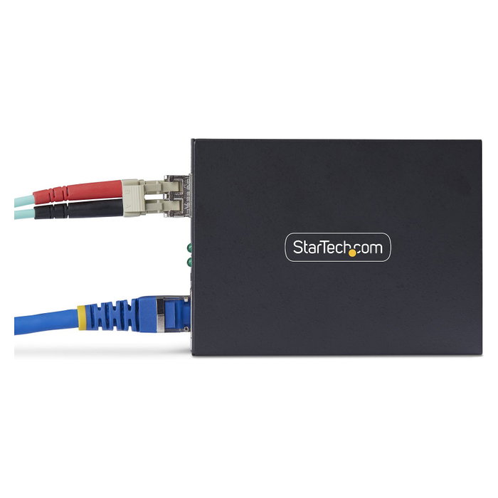 StarTech.com MCM1110SMLC20 Convertidor de Medios Fibra Óptica Monomodo, Gigabit 10/100/1000 Mbps a 1000Base-LX LC, 20 km, Carcasa de Metal, TAA, Negro