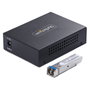 StarTech.com MCM1110SMLC20 Convertidor de Medios Fibra Óptica Monomodo, Gigabit 10/100/1000 Mbps a 1000Base-LX LC, 20 km, Carcasa de Metal, TAA, Negro
