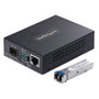 StarTech.com MCM1110SMLC20 Convertidor de Medios Fibra Óptica Monomodo, Gigabit 10/100/1000 Mbps a 1000Base-LX LC, 20 km, Carcasa de Metal, TAA, Negro