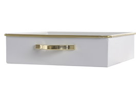 DKD Home Decor Bandeja Metal Blanco Roto y Dorado Servilletero 20x20x5,5 cm
