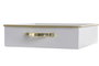 DKD Home Decor Bandeja Metal Blanco Roto y Dorado Servilletero 20x20x5,5 cm