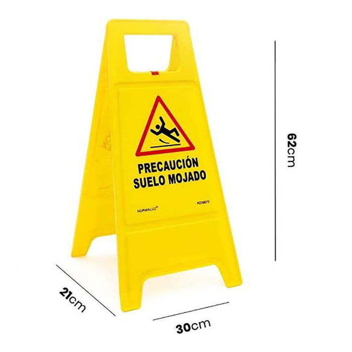 Normaluz Panel Precaucion Suelo Mojado 62cm Amarillo Rojo Negro