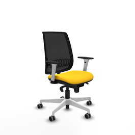 PIQUERAS Y CRESPO Alares Silla de oficina con mecanismo sincro, malla negra y asiento amarillo