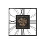DKD Home Decor Reloj de Pared de Metal y Cristal Negro y Dorado 80x80 cm