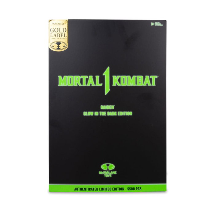 Mortal Kombat Figura Glow in the Dark Edition Raiden (Gold Label) 18 cm