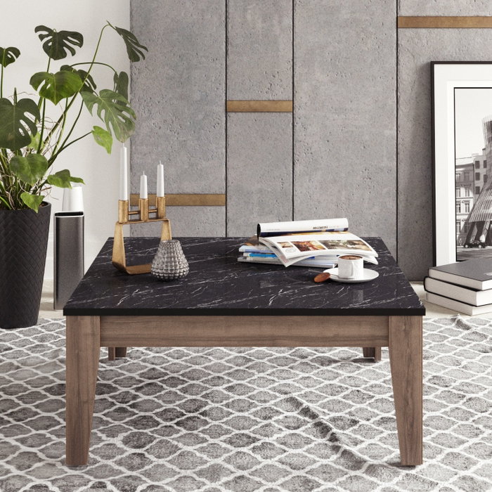 Hanah Home Mesa de Centro 85x85x35 cm Nogal y Negro