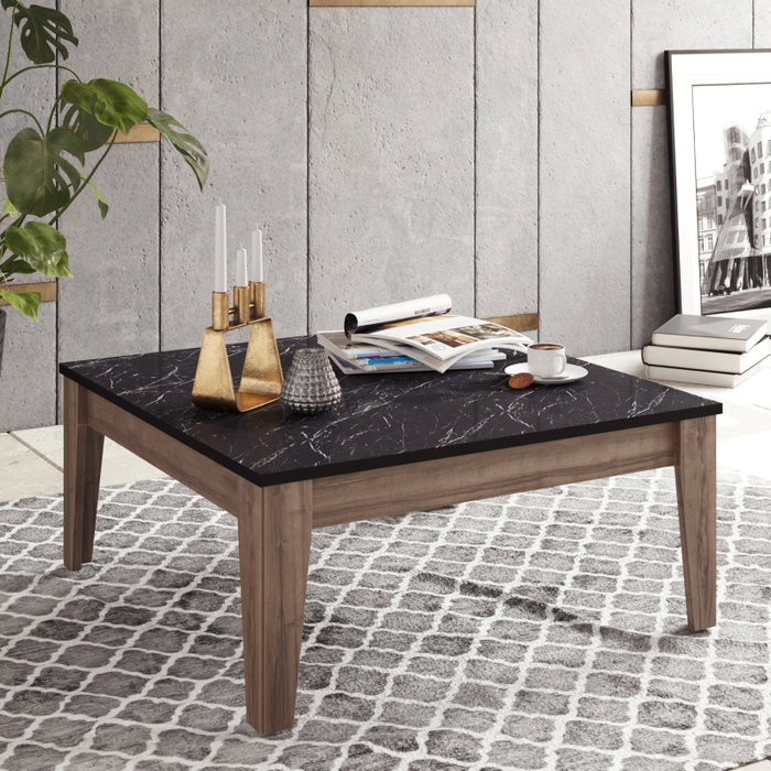 Hanah Home Mesa de Centro 85x85x35 cm Nogal y Negro
