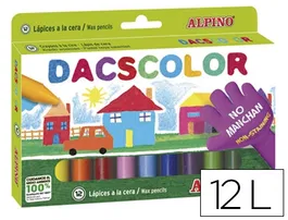 Dacs Lápices de Cera Caja de 12 Colores Intensos y Suaves, No Manchan, Mezclables