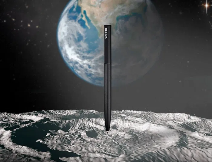 Belius Rocket B Bolígrafo de Aluminio Negro Tinta Azul Caja Cilíndrica Minimalista 0,8 mm