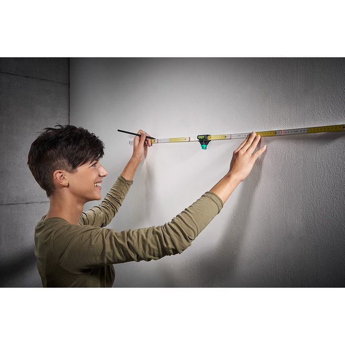 Wolfcraft 5222000 Nivel de Burbuja para Metro Plegable - Herramienta Inteligente para Alineación Precisa