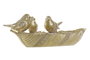 DKD Home Decor Centro de Mesa de Resina con Pájaros Dorado