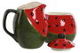 DKD Home Decor Set de 2 Azucareros de Gres Sandía Rojo/Verde