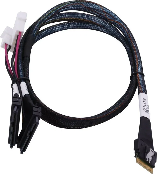 Microchip 2305500-R Cable SAS SlimSAS SFF-8654 a 2x U.2 SFF-8639 0.8 m Negro, Multicolor