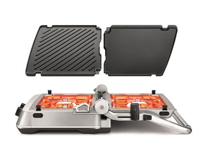 Sage Grill Eléctrico SGR700BSS4EEU1 BBQ & Press, Placas de Cerámica Reversibles, Control de Temperatura Electrónico, Bandeja Recogegrasa