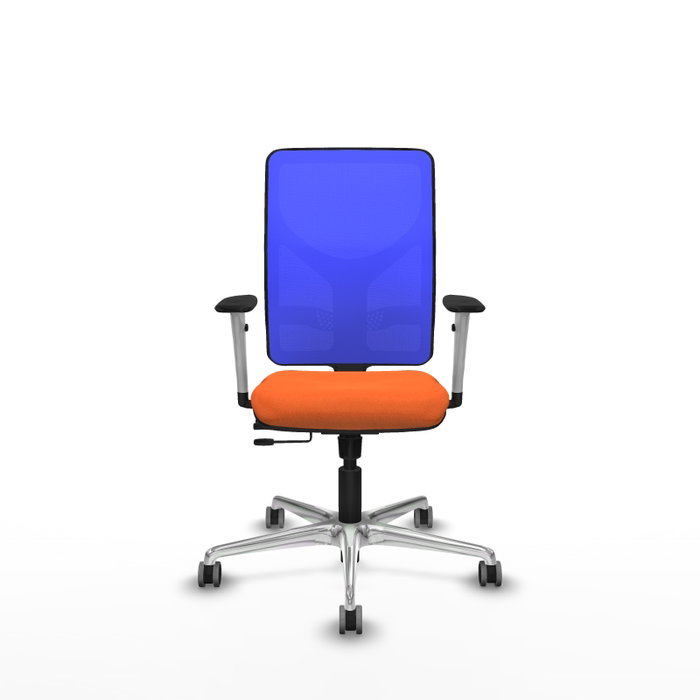 PIQUERAS Y CRESPO Silla de oficina Motilla con mecanismo Sincro/Traslack, Tela Naranja y Malla Azul PIQUERAS Y CRESPO Silla de oficina Motilla con mecanismo Sincro/Traslack, Tela Naranja y Malla Azul