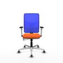 PIQUERAS Y CRESPO Silla de oficina Motilla con mecanismo Sincro/Traslack, Tela Naranja y Malla Azul