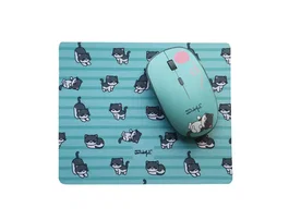 Wondee Pack Ratón Inalámbrico + Alfombrilla Mr. Wonderful con Estampado de Gatitos