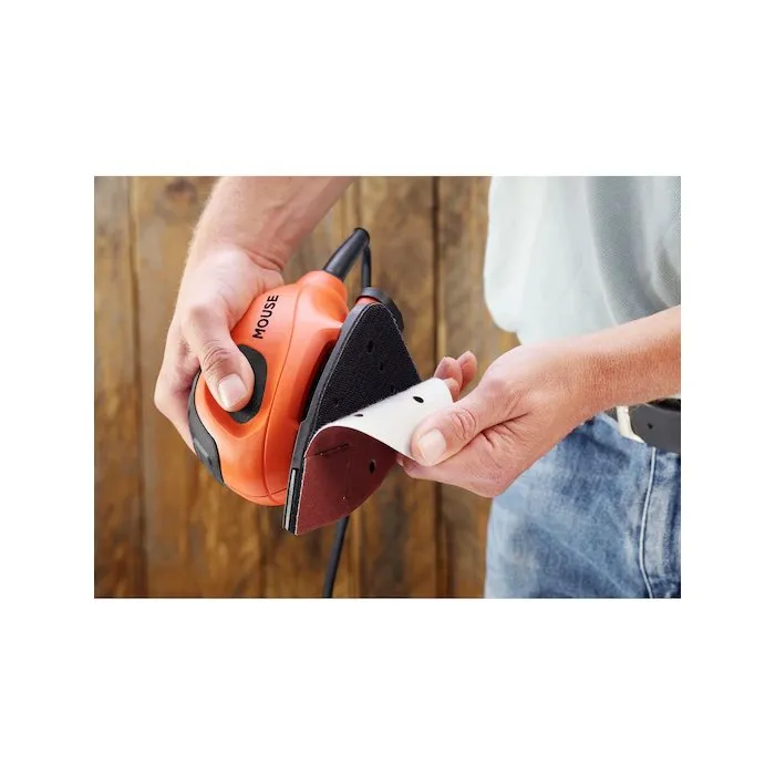 Black+Decker Lijadora de Mouse Detail 55W, ultra compacta 11000 rpm con agarre, abrasivos de velcro, puerto de evacuación de polvo, incluye 6 abrasivos