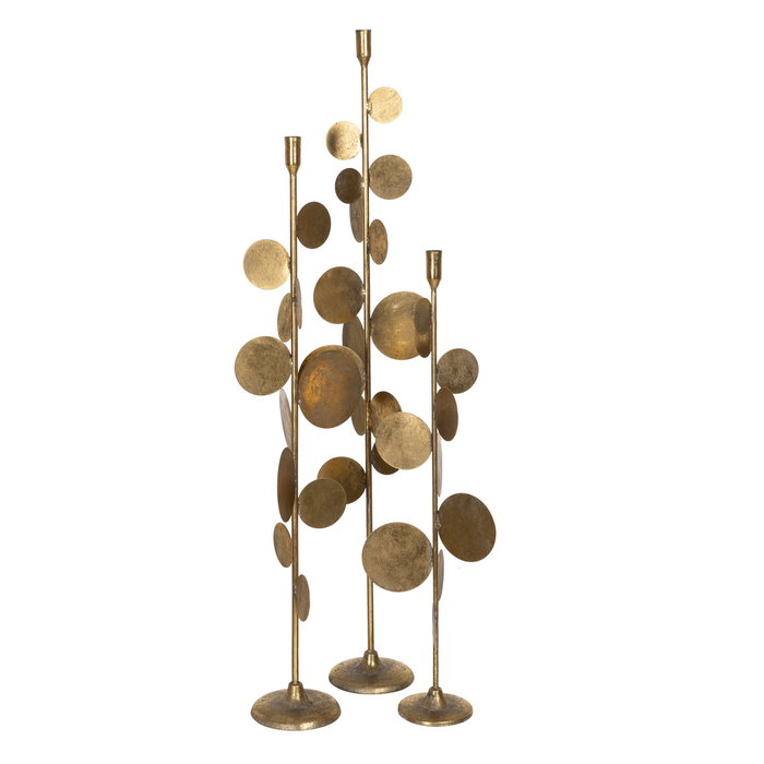 Portavelas Oro Metal Decoración 20,50 X 20,50 X 88,50 cm