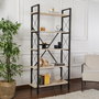 Nordure Estantería Travertino Negro Ancho 90 cm Alto 180 cm Profundo 33.5 cm Melamina Metal
