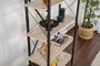 Nordure Estantería Travertino Negro Ancho 90 cm Alto 180 cm Profundo 33.5 cm Melamina Metal