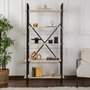 Nordure Estantería Travertino Negro Ancho 90 cm Alto 180 cm Profundo 33.5 cm Melamina Metal