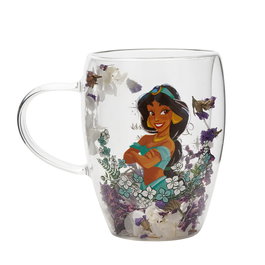 WIDDOP & CO Taza Cristal Flores Secas Jasmine Princesas Disney
