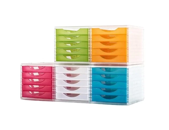 ARCHIVOTEC Módulo de 5 Cajones Traslúcidos Cristal/Fucsia
