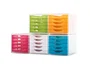 ARCHIVOTEC Módulo de 5 Cajones Traslúcidos Cristal/Fucsia