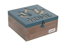 DKD Home Decor Caja Oriental Natural Verde 22 x 10 x 22 cm