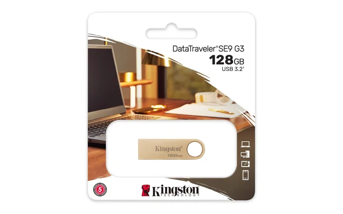 Kingston DTSE9G3/128GB DataTraveler SE9 G3 128GB USB 3.2 Gen 1 Tipo A - Oro Metal - Hasta 220MB/s Lectura, 100MB/s Escritura