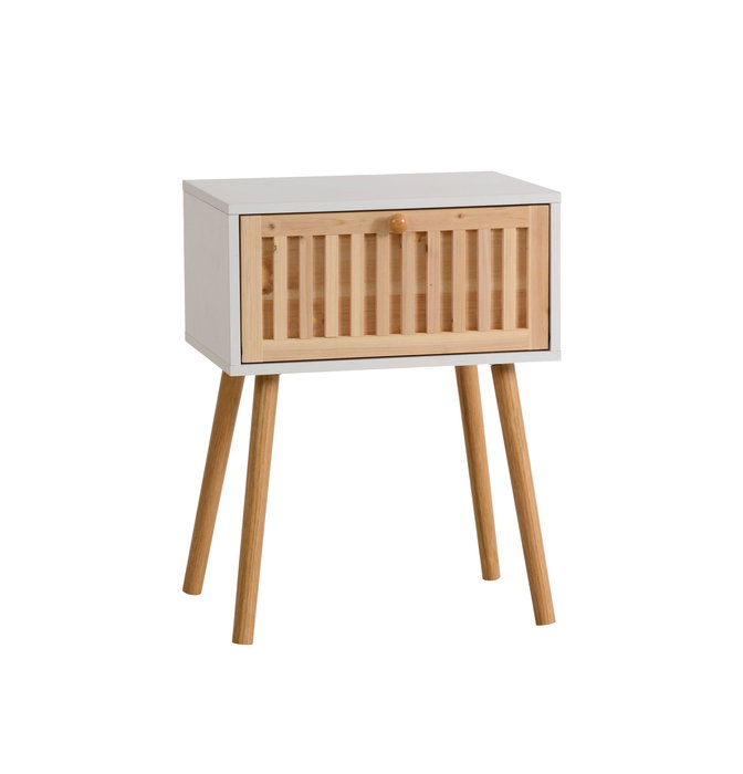 Inde Mesita de Noche Auxiliar de Madera, Mueble de Dormitorio, Dimensiones: 33 x 21.8 x 43.6 cm (4 Unidades)