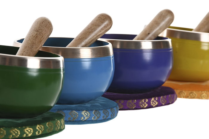 DKD Home Decor Cuenco Tibetano Indio Verde Azul 12 x 7 x 12 cm (4 Unidades)
