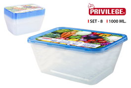 Privilege Set 8 Recipientes Rectangulares Semidesechables 1000 Ml (24 Cajas)