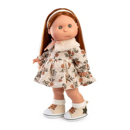 Muñecas Antonio Juan Iris Melena Pelirroja 23315 - Muñeca Fashion Boho de 38 cm con Vestido Floral y Chaleco - Juguete en Español para Niñas +3 Años