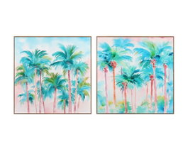 DKD Home Decor Cuadro Lienzo Palmeras Pack de 2