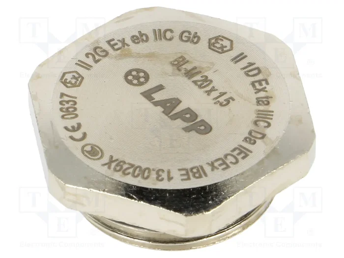 LAPP SKINDICHT® BL-M ATEX Tapón M20 1,5 IP68 de latón niquelado con aislamiento LAPP SKINDICHT® BL-M ATEX Tapón M20 1,5 IP68 de latón niquelado con aislamiento