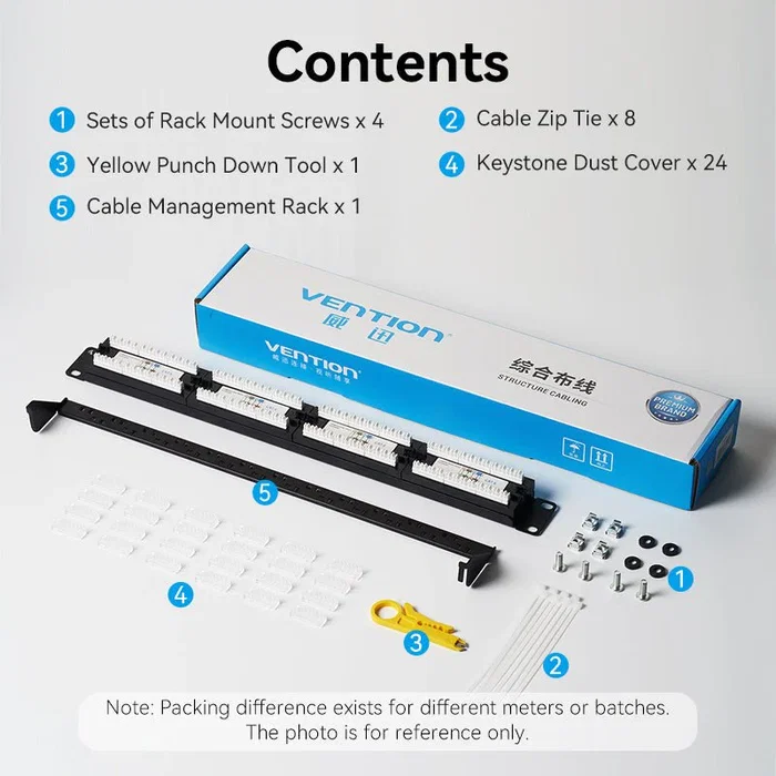 Vention Patch Panel KGCB0 24 Puertos Cat.6 Negro